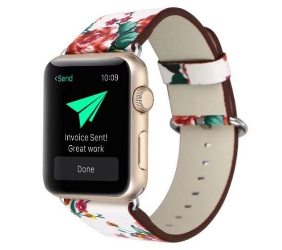 Кожаный ремешок Primo White Flower для Apple Watch 38mm / 40mm / 41mm размер S | Зображення 1