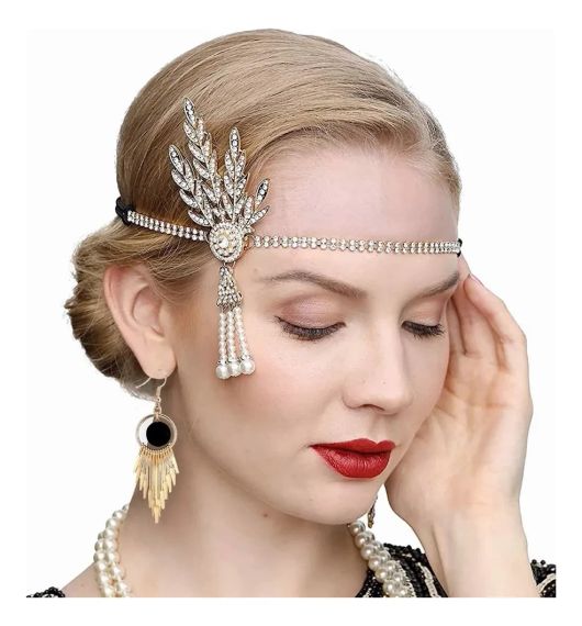 Набір аксесуарів у ретро стилі вечірки Гетсбі 20-х для жінок пов’язка, довгі перчатки, намисто, сережки, браслет, мундштук | Зображення 2