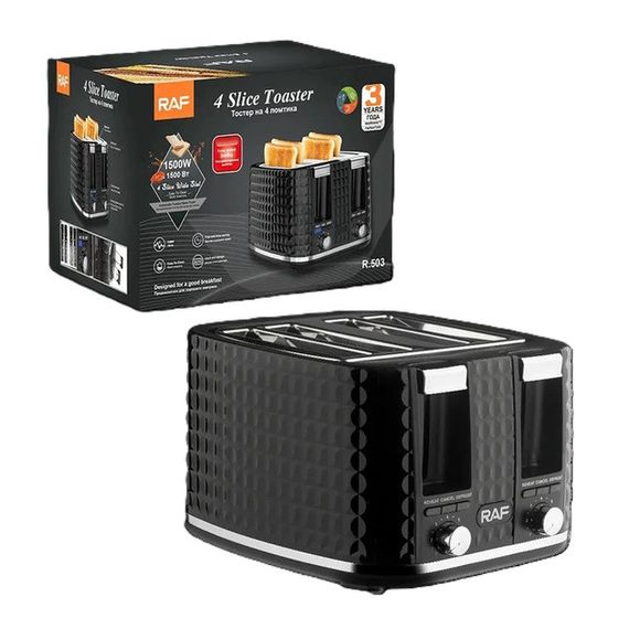 Тостер RAF R.503, 1500 Вт, 4 тости, 6 рівнів підсмажування, функції розморожування EI-273 та підігріву | Зображення 3