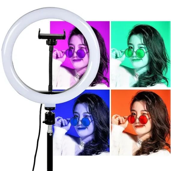 Кільцева LED лампа RGB MJ38 38см 220V 1 крепл.тел USB + пульт | Зображення 2
