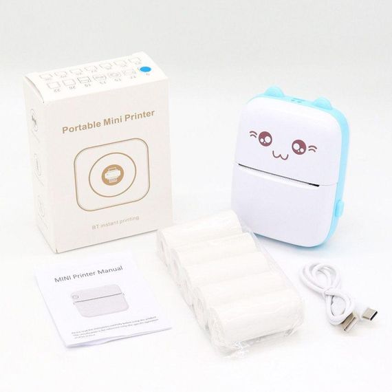 Детский мини принтер с Bluetooth + 5 рулонов термобумаги / Аккумуляторный термопринтер для телефона | Зображення 9