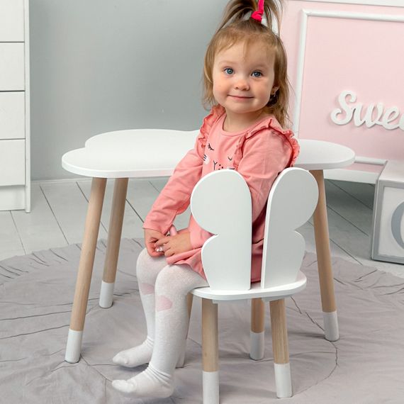 Стіл  хмарка і стільчик дитячий білий метелик. Столик для занять, ігор, їжі | Зображення 6