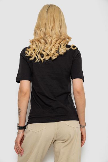 Жіноча футболка з принтом, колір чорний, 241R128 | Зображення 3