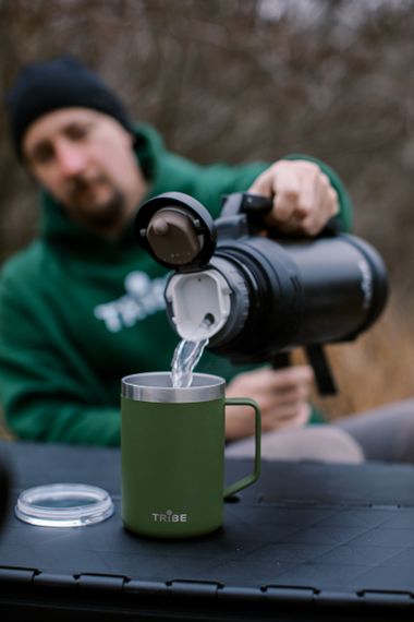 Чашка-термос Tribe Adventure Mug 450 мл, Термокружка трайб для походу, відпочинку та риболовлі, Оливковий | Зображення 7