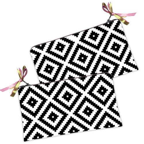 Косметичка жіноча Чёрно-белый геометрический ромб 20х12 см (K_16A076)