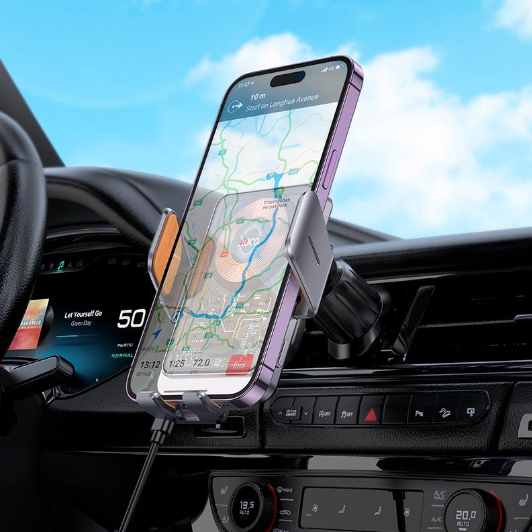 Тримач для телефону Hoco HW7 Journey Wireless Fast Charging з бездротовою зарядкою 15W Gray | Зображення 7