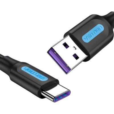 Дата кабель USB 2.0 AM to Type-C 0.5m 5.0A (25W) PVC black Vention (CORBD) | Зображення 6