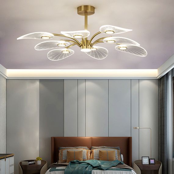 Люстра світлодіодна стельова LED світильник для квартири на стелю лед 26275 Латунь 32х97х97 см. | Зображення 1