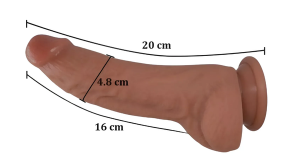 Большой фаллоимитатор с мошонкой на присоске OYO - Dildo Double Layer Silicone YQW-002 (длина 20 см, диаметр 4.8 см) Sex Aura | Зображення 3