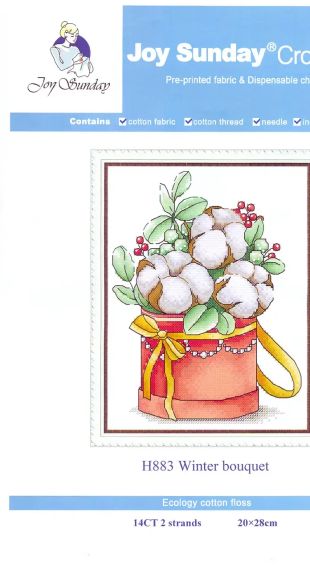 Набір для вишивання за нанесеною на канву схемою "Winter bouquet". AIDA 14CT printed, 20*28 см | Зображення 1