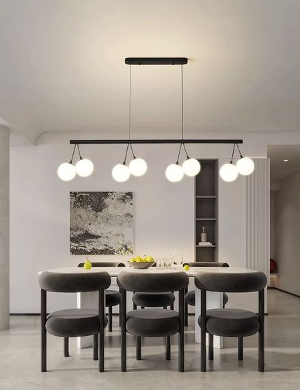 Люстра підвісна на 8 лампочок 27512 Чорний 35-160х23х105 см. | Зображення 8