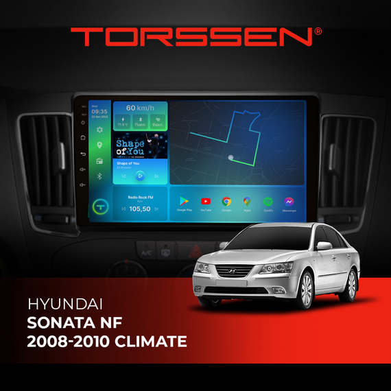 Штатна магнітола Torssen Hyundai Sonata NF 08-10 climate F96128 4G Carplay DSP