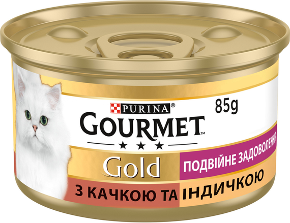 Вологий корм Purina GOURMET GOLD для дорослих котів, качка та індичка 85г