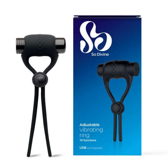 Ерекційне кільце-лассо з віброкулею, перезаряджаєме, So Divine MEN (Велика Британія) sexstyle