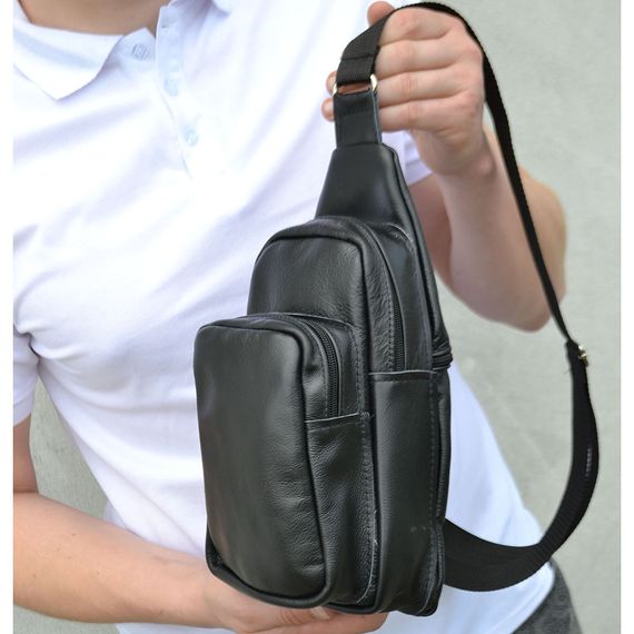 Сумка слінг для чоловіків, Чоловічі сумки через плече, Шкіряна сумка крос-боді крос-боді гладка DC-33 | Зображення 3