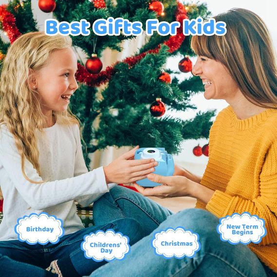 Дитяча цифрова камера ASTGMI C3Pro, 2.0” дисплей, 12МП, з SD-картою 32 ГБ та силіконовою кришкою, синя, подарунок дитині | Зображення 7