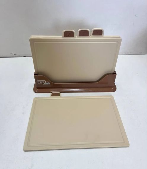 Кухонный набор досок Zepline ZP-00220 5 предметов, с подставкой бежевый | Зображення 3