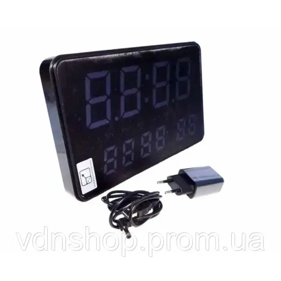 Годинники електронні настінні 2508 із зеленим підсвічуванням чорні 240х40х150мм TB | Зображення 1