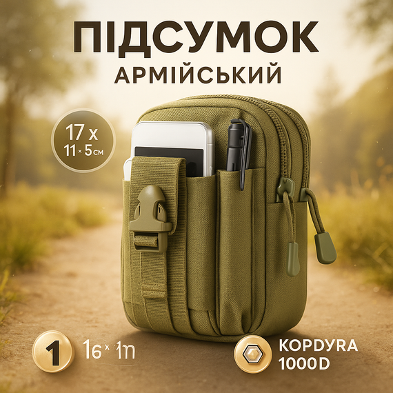 Тактична сумка - сумка для телефону, система MOLLE органайзер тактичний з кордури. Колір: хакі DV-92