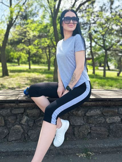 Женский летний костюм с бриджами и футболкой Gf7928 цвет голубой, размер 46/48 | Зображення 1