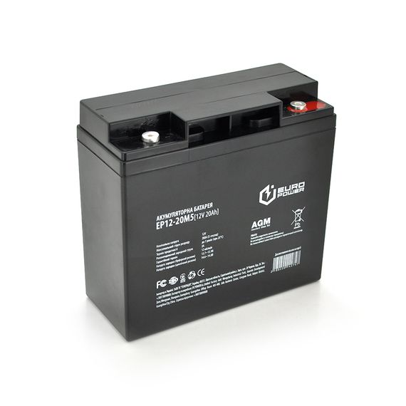 Аккумуляторная батарея EUROPOWER AGM EP12-20M5 12 V 20Ah ( 181 x 76 x  166 (168) )  Black Q4