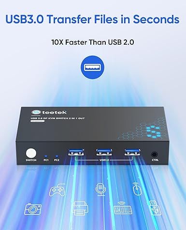 DP 2.1 KVM-переключатель 8K@60 Гц 2 ПК 1 монитор USB 3.0 2 порта Steetek Ultra HD 2 в 1 выход KVM-переключатель с 2 кабелями USB 3.0 и 1 3,5 мм аудиокабелем(Б/У) (stk-s7230p) | Зображення 2