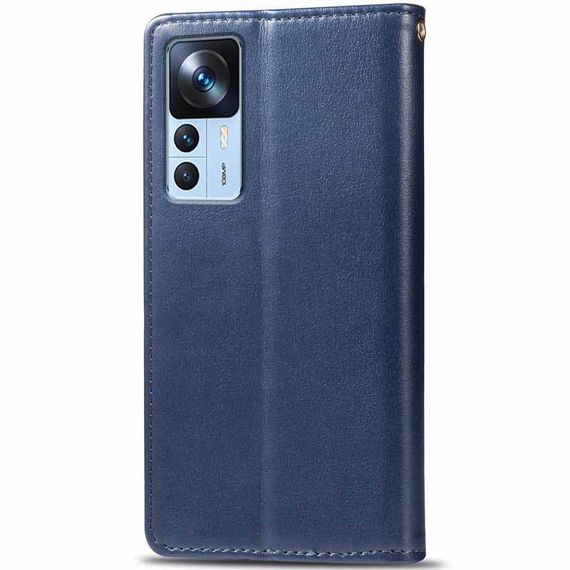 Кожаный чехол-книжка GETMAN Gallant (PU) для Xiaomi 12T / 12T Pro Черный Синий | Зображення 1