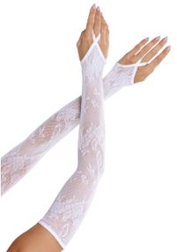 Мітенки Leg Avenue Floral Net Extra Long Gauntlet Arm Warmers White One Size Sex Aura