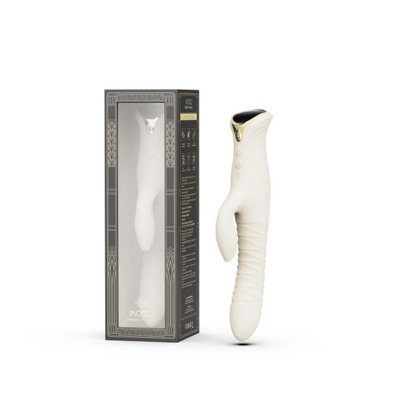 Смарт пульсатор-кролик з вібрацією Zalo Mose 2 Ivory White, підігрів до 42 °C, кристал Swarovski Sex Aura | Зображення 9