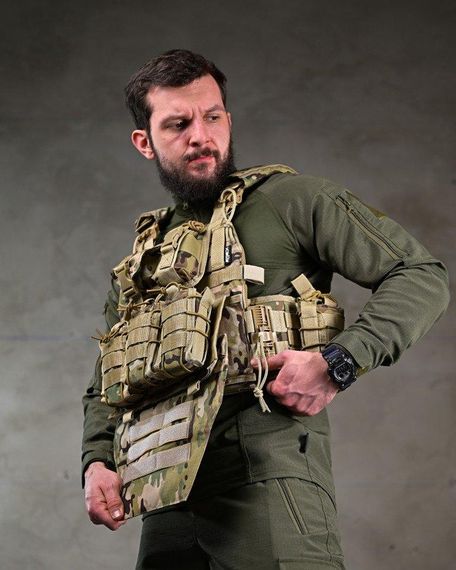 Качественная плитоноска 4 сброса с напашником Attack мультикам  ПП7563 | Зображення 1