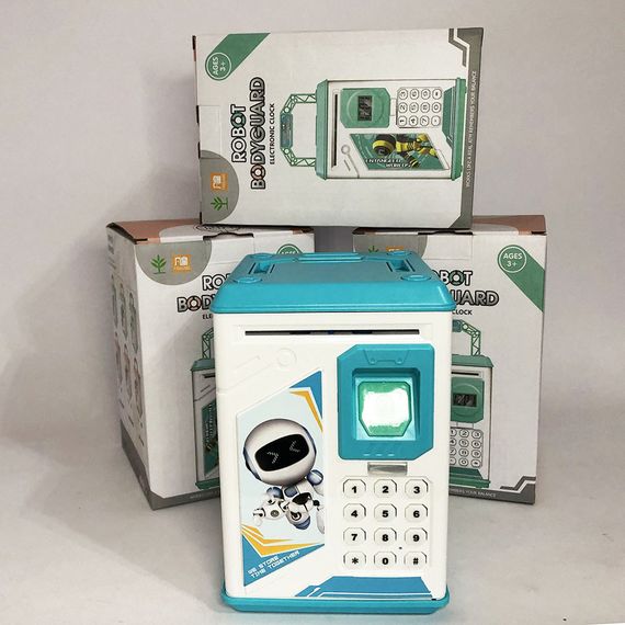 Копилка-сейф ROBOT BODYGUARD с кодовым замком отпечатком пальца и купюроприемником. FA-116 Цвет: голубой | Зображення 5