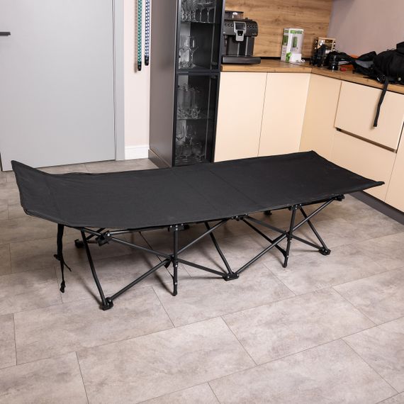 Ліжко туристичне розкладне 185х60х50 см складаний лежак похідна розкладачка Чорний