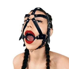 Кляп-маска с силиконовым кольцом Art of Sex - Tamer, Натуральная кожа, цвет Черный sexstyle