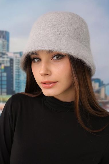 Пушистая утепленная панама (4974) серый