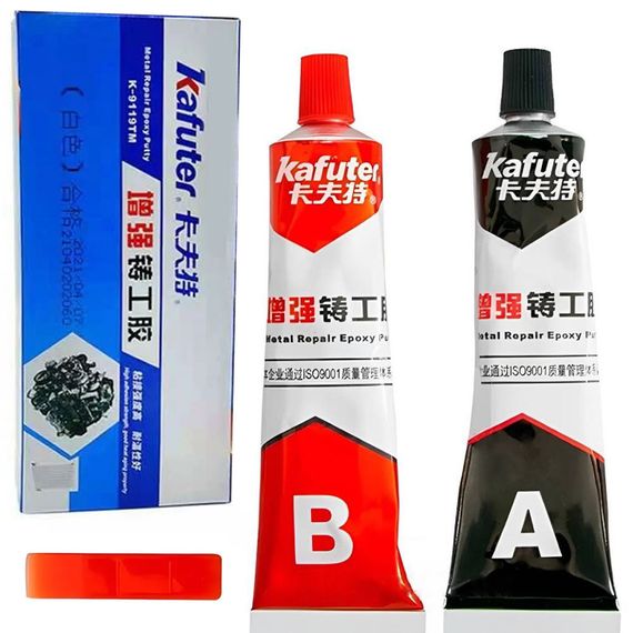 Клей для металла двухкомпонентный 100г - Kafuter metal glue strong - міцний клей для металу | Зображення 4