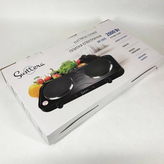 Електроплита 2 конфорки Suntera DP-1925 чорна, Конфорка електрична, ZJ-585 Плита домашня | Зображення 3