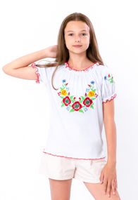 Вишиванка для дівчинки з коротким рукавом Носи своє 158 Білий (p-11555-125855)