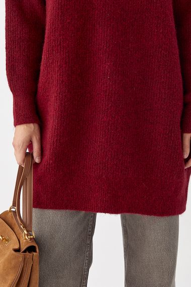 Жіноча в'язана туніка з високою горловиною - бордо цвет, ONE SIZE (є розміри) | Зображення 3