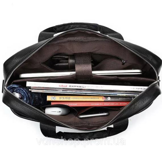 Чоловіча шкіряна сумка для ноутбука та документів 39х28х8, портфель для міста Tiding Bag RD-23134 чорний | Зображення 4