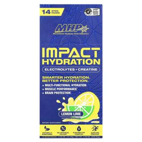 Креатин с электролитами MHP Impact Hydration, Electrolytes + Creatine 14 Stick Packs 14.76 g (Lemon Lime)