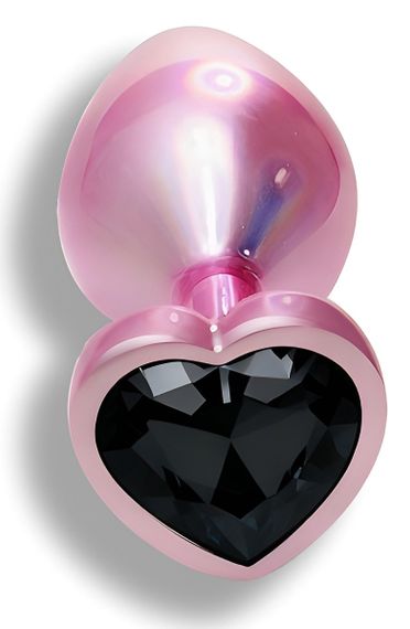 Анальна пробка з кристалом EGZO - Pink Perl Heart Plug Black, size S Sex Aura | Зображення 1