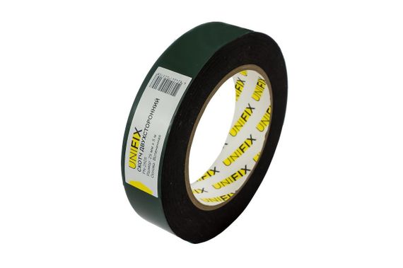 Лента клейкая двухсторонняя на вспененной основе 25мм*5м черная UNIFIX | Зображення 2