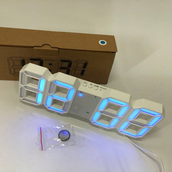 Годинник настільний LY-1089 з білим підсвічуванням LED синій, Годинник настільний професійний електронний | Зображення 8