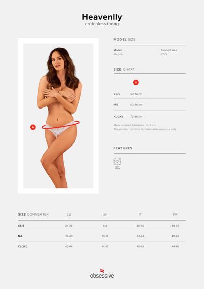 Мереживні танга Obsessive Heavenlly crotchless thong XL/2XL, з доступом Sex Aura | Зображення 6