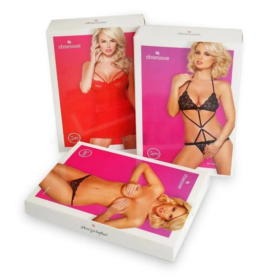 Комплект мереживної білизни Obsessive RAQUELIA з чокером, чорний, L/XL Sex Aura | Зображення 3