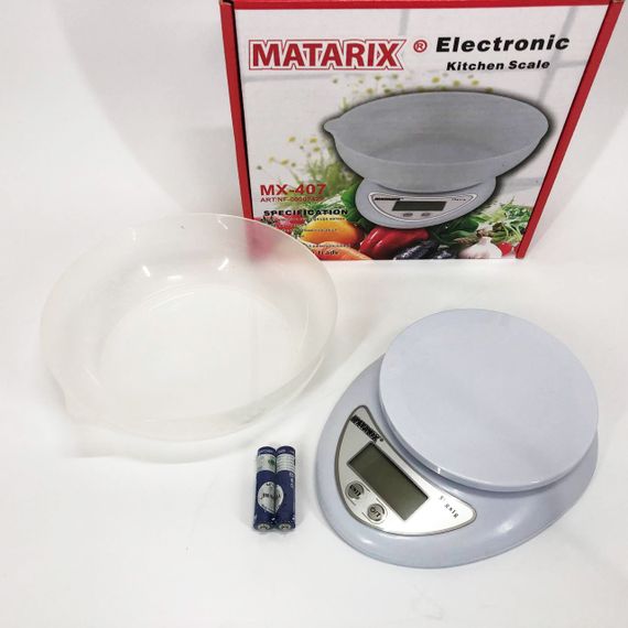 Кухонные электронные весы с чашей до 5 кг Matarix MX-407, Компактные электронные кухонные весы | Зображення 5