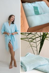 Жіночий Подарунковий набір Мозаїка ментол (халат+рушник)