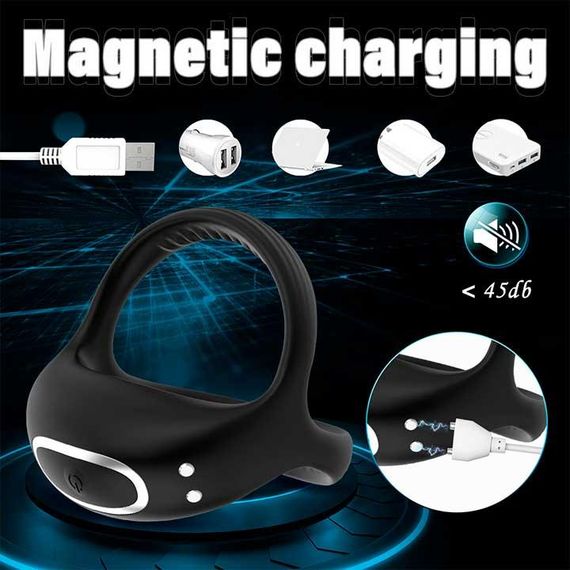 Тройное эрекционное смарт виброкольцо на пенис и мошонку "Love Spouse" - Черный | Зображення 3