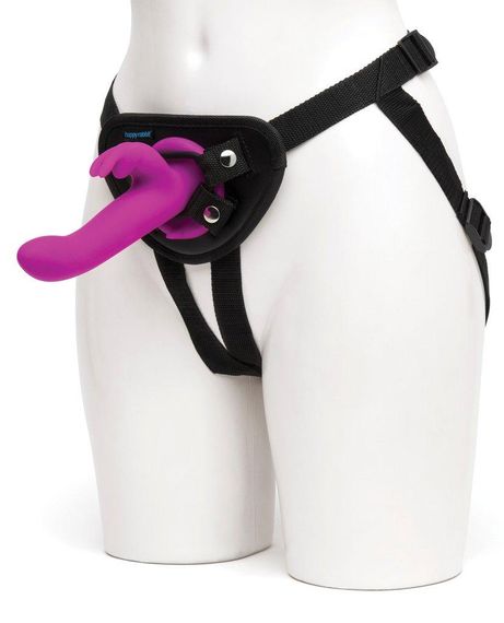 Страпон-кролик з вібрацією та трусиками Happy Rabbit Rechargeable Vibrating Strap-On Harness Set Sex Aura