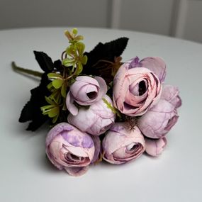 Букет Ранункулюсов искусственный, 30 см, 5 стеблей, 8 цветков/микс (2 букета в уп.). Цвет: розовый NK-26